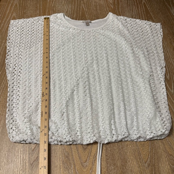 Roz & Ali Crochet Lace Overlay Boxy White Blouse Women’s Plus Size 2X Drawstring - Picture 4 of 9